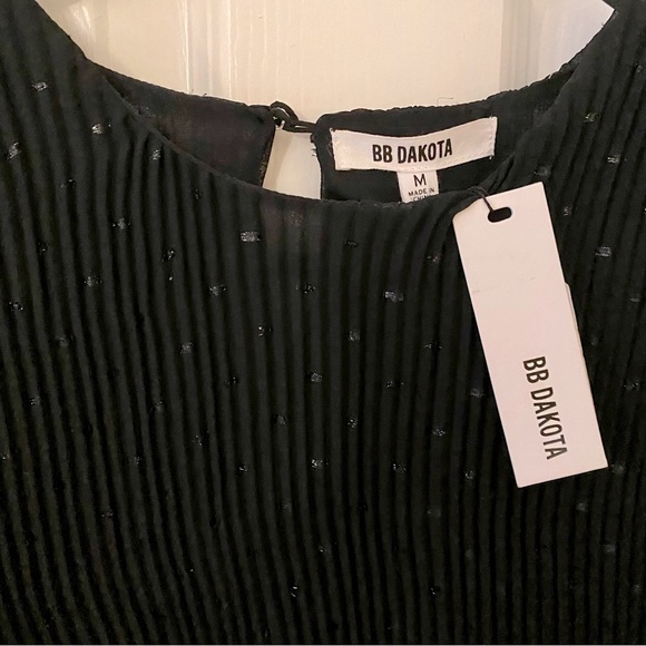 NWT BB Dakota Black Long Sleeve Blouse with Glitter Detail - Picture 6 of 6
